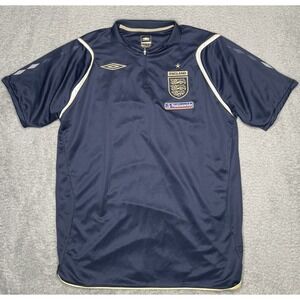 Vintage England 2004-05 Umbro Shirt Men Large 1/4 Zip Polo Jersey Soccer Futbol